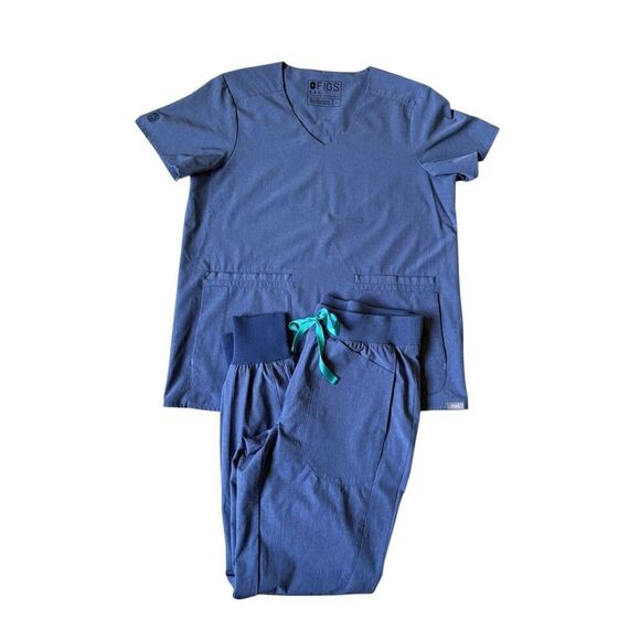 NWOT Figs Limited Edition Big Sky Fion Scrub Set Size S Blue Blue Joggers & Top - Picture 3 of 15